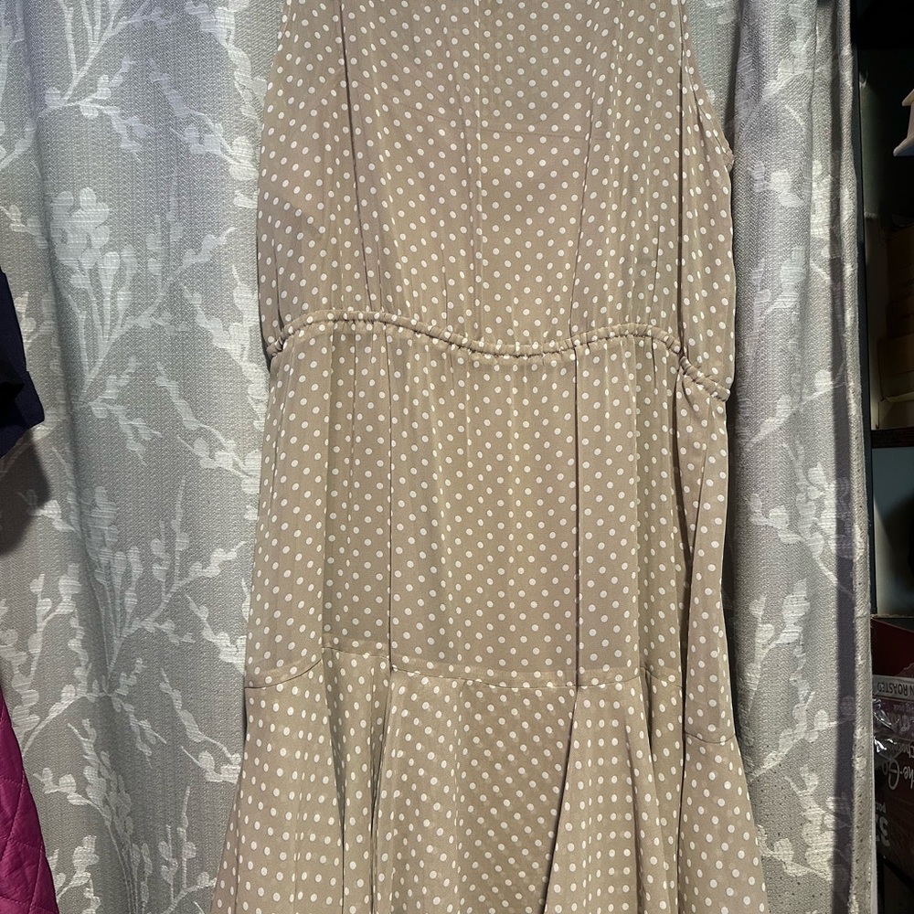 Tommy Hilfiger Beige Polka Dot Midi Dress - Picture 5 of 5